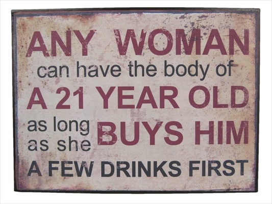 "Body Of A 21 Year Old" Metal Plaque